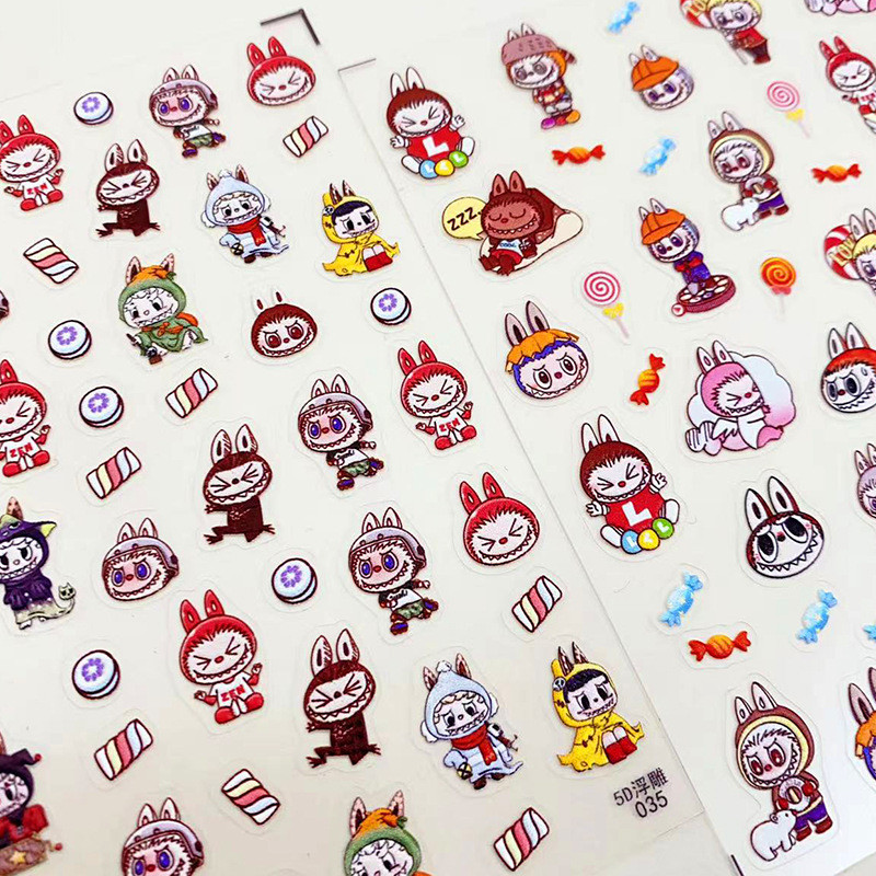 Labubu Nail Sticker Art Stickers Cute Cloth Stickers Jewelry Nail Art