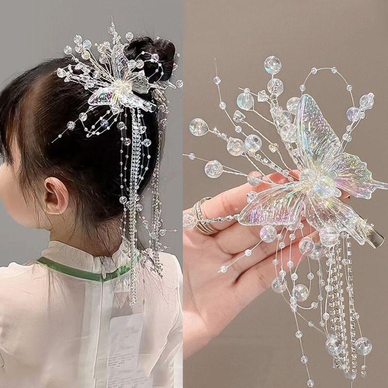 กิ ๊ บติดผมพู ่ ผีเสื ้ อเกาหลี Princess Tiara Fairy Crystal Hairpin