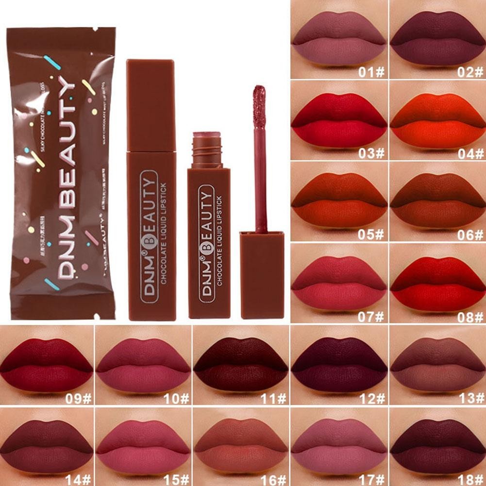 18colors DNM Chocolate Matte Lip Gloss Lip Gloss ลิปสติก Matte Lip Glaze