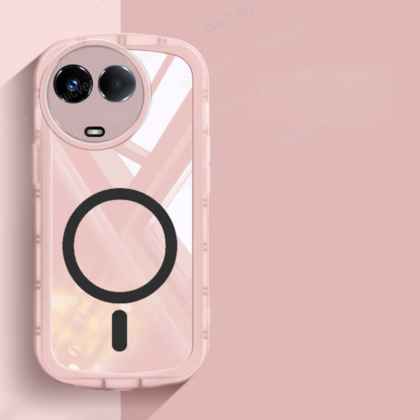 Oppo Realme 11 5G / 11X 5G RMX3785 เคสโทรศัพท์แม่เหล็กวงกลมแม่เหล็กชาร์จไร้สาย TPU ซิลิคอนสีสันสดใสฝาครอบเปลือกใสกันกระแทกเคสป้องกัน - รูปที่ 3