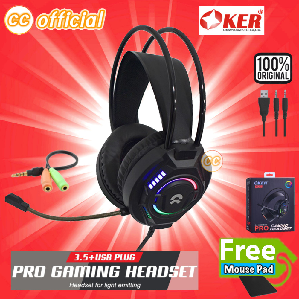 ✅แท้100% OKER G225 สีดำ PRO GAMING HEADSET 3.5+USB หูฟัง คอมพิวเตอร์ Stereo หูฟังเกมส์มิ่ง