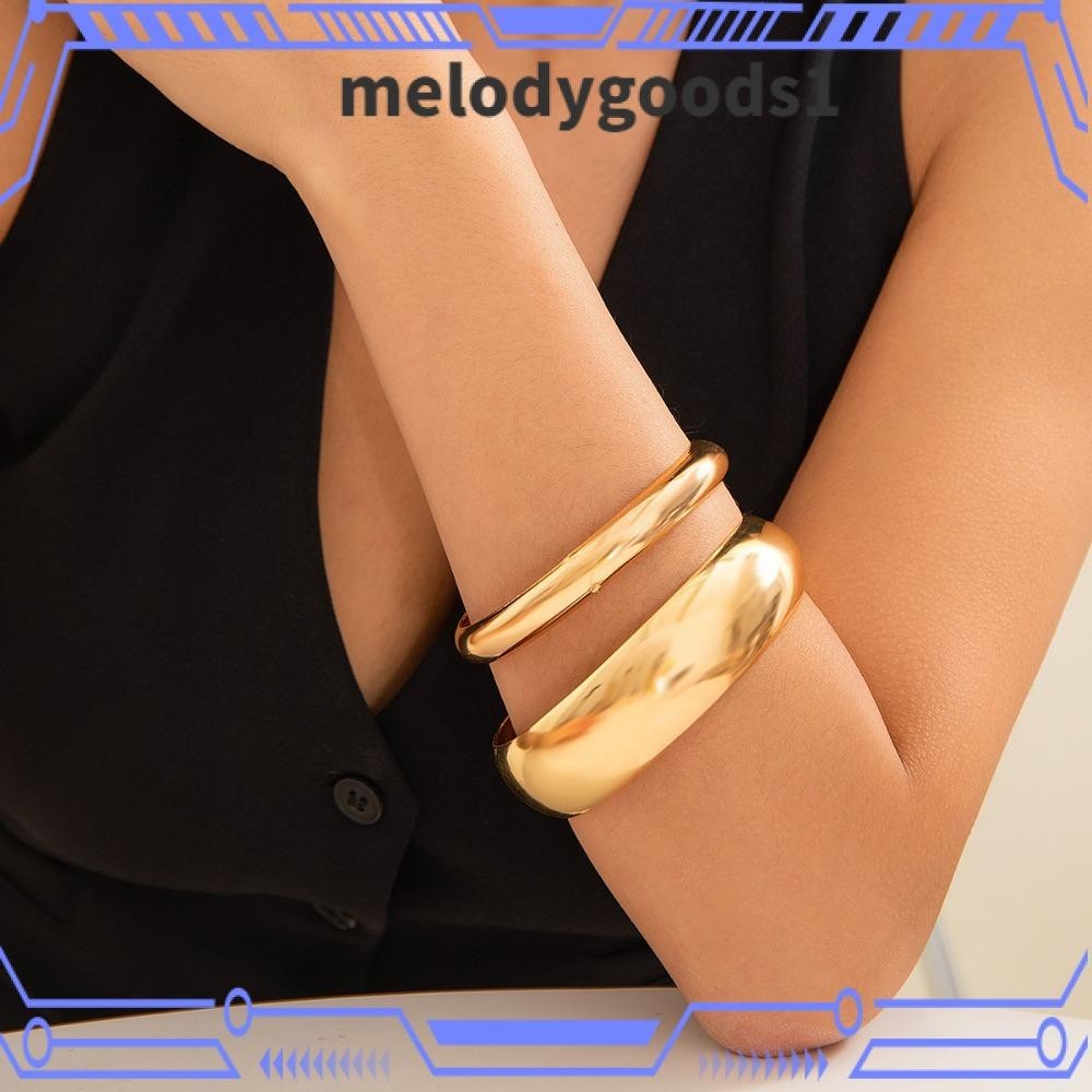 Melodygoods1 3 ชิ้น/เซ็ตแหวนสร้อยข้อมือ,Smooth Multilayer Chunky Bigกําไลข้อมือ,Punk Punkเรขาคณิตโลหะกว้างปิดสร้อยข้อมือสุภาพสตรีParty