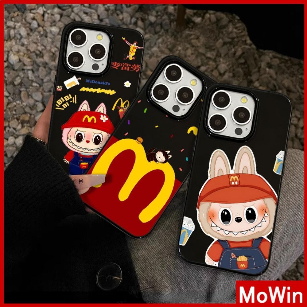 Mowin - สำหรับ iPhone 15 Pro Max เคส ไอโฟน สีดำมัน TPU ซอฟท์เคส กันกระแทกกล้องป้องกัน Labubu ตลก เข้ากันได้กับ iPhone 14 13 12 Pro Max 11 XR XS Max 7 8 Plus