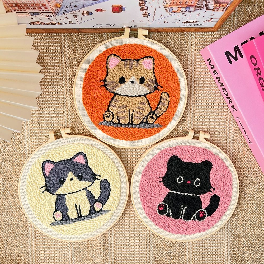 ชุดเย็บปักถักร้อย 😸ลวดลายแมวน่ารัก งานปักสำหรับมือใหม่ ชุดปักครอสติช ภาพวาดเย็บปักถักร้อยการ์ตูน DIY