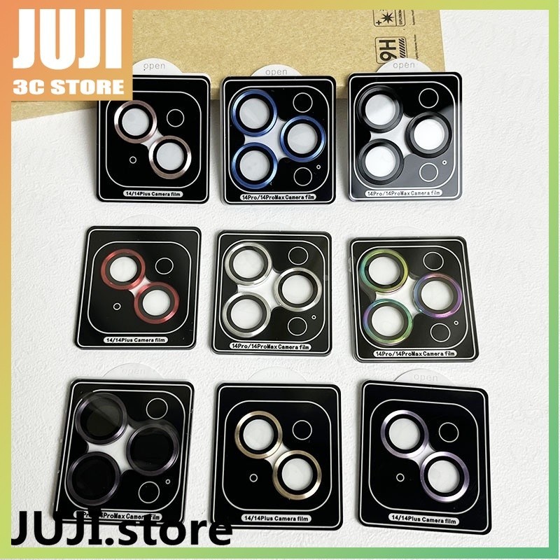 กล ้ องหรูหราเลนส ์ ป ้ องกันสําหรับiPhone 15 14 13 12 11 Pro Maxตําแหน ่ งแหวนโลหะพร ้ อมกระจกนิรภัย 1 ชุด