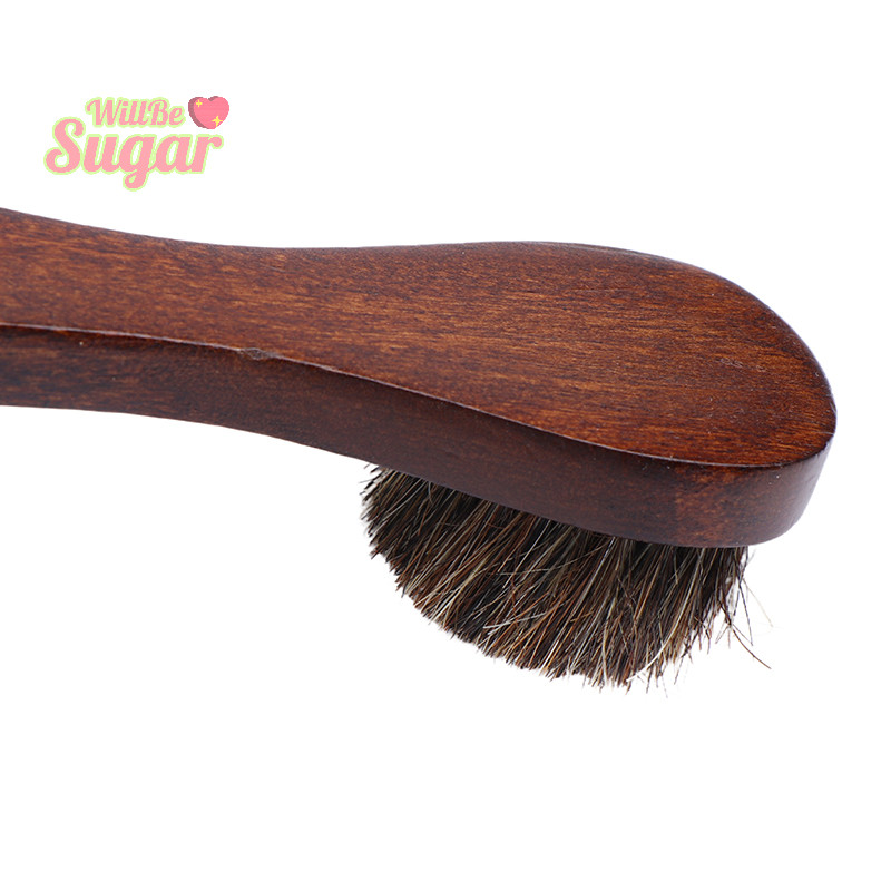 [WillBesugarT] 1pc Shoe Boot Polish Shine ทําความสะอาดกําจัดฝุ่นแปรงรองเท้าทนทานด้ามไม้ยาวแปรงขนม้า [ใหม่]