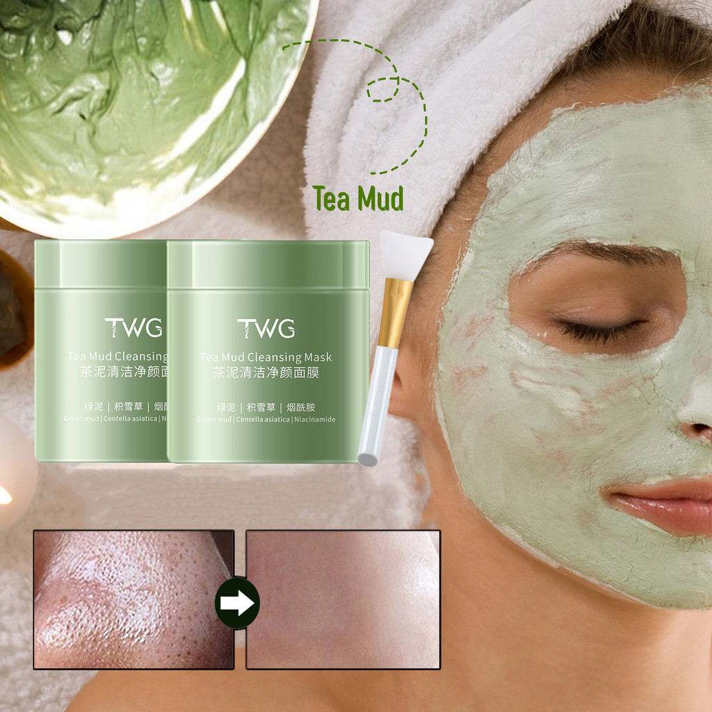 Twg Tea Mud Cleaning Facial Mask 120g Moisturizing ลบสิวหัวดํา Acne Cleansing Beauty Skin