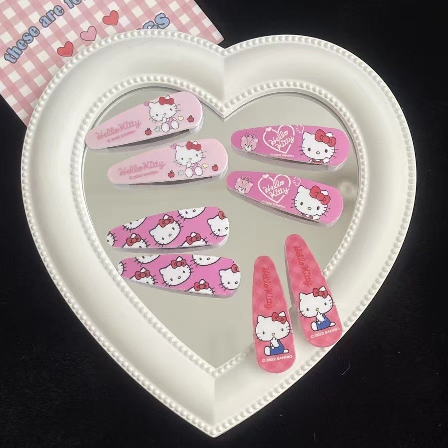 สีชมพู Hello Kitty Bobby Pin y2k Dopamine เครื่องประดับผม ins Sanrio ลายสก๊อต bb คลิป kt แมวผมการ์ตูนน่ารักสาว Bangs ด้านข้างนักเรียนอุปกรณ์เสริม