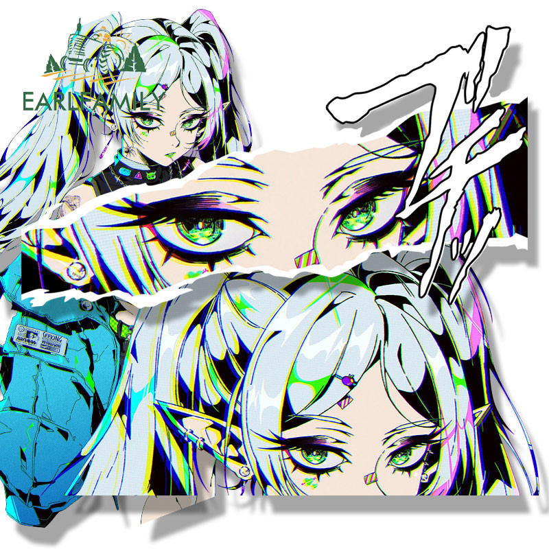 Earlfamily 13 ซม.Gothic Punk Frieren Fanart รถสติกเกอร์อะนิเมะ Sketch Big Head รถจักรยานยนต์ Windows หมวกกันน็อกกันน้ํา JDM Decal Amusing รถป้าย