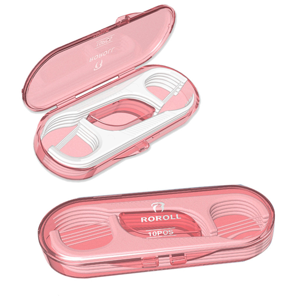 10pcs แบบพกพาฟัน Flosser กล ่ องเก ็ บเดินทาง Camping Practical Clean Floss Stick Oral Care ฟัน Floss Pick Dispenser