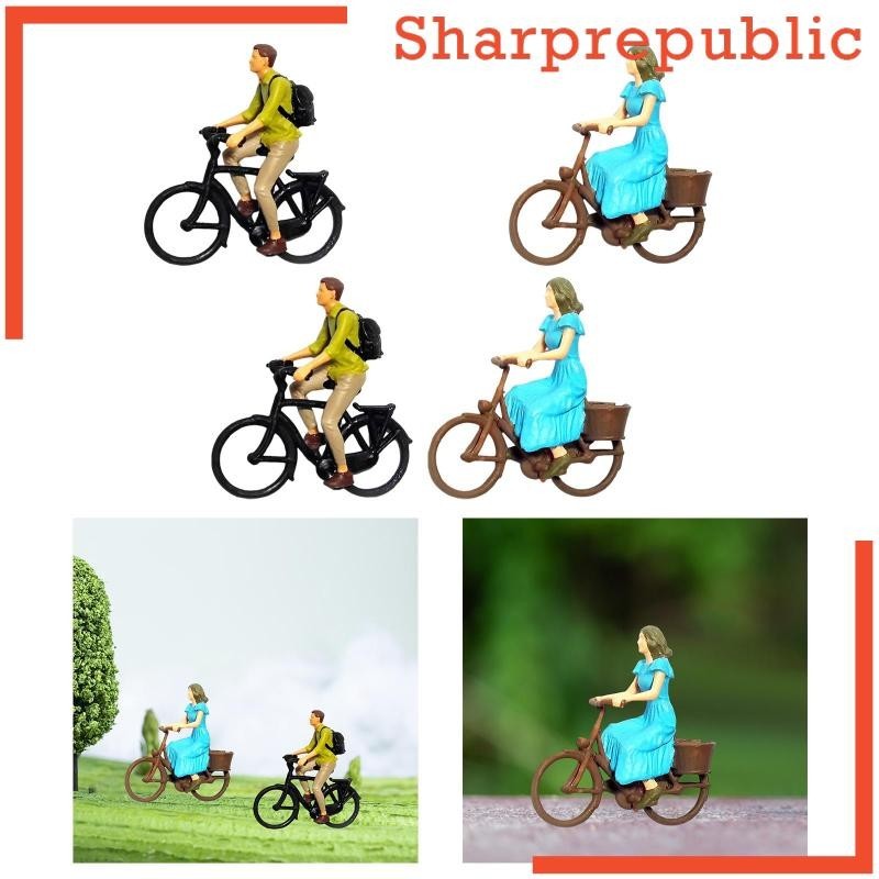 [Sharprepublic ] เรซิ ่ น 1/87 Scale Cyclist Figures Mini People Model Jewelry Tiny People for DIY