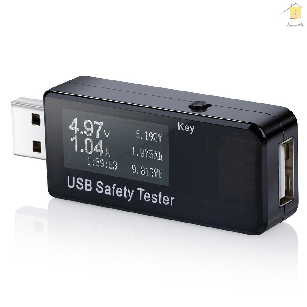 【⚙️Homm 】USB Digital Tester Current Voltage Monitor DC 5.1A 30V Amp Voltage Meter Test Speed of Chargers Cables ความจุ Power Banks สีดํา