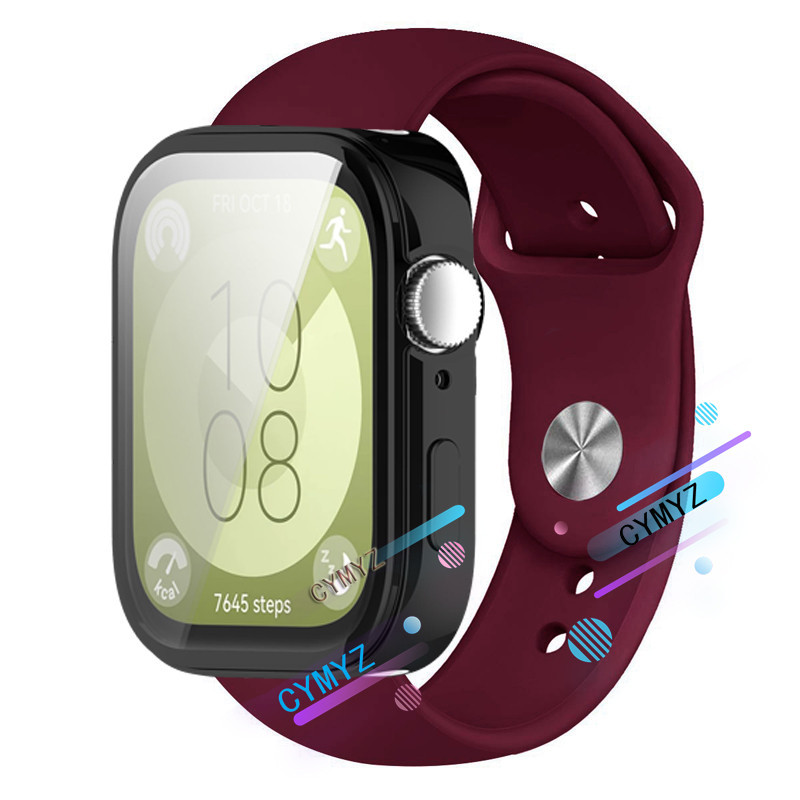 Huawei watch fit 3 strap สายซิลิโคนสายรัดข้อมือกีฬา huawei watch fit 3 band huawei watch fit 3 กรณีป้องกันกรณีป้องกันหน้าจอ