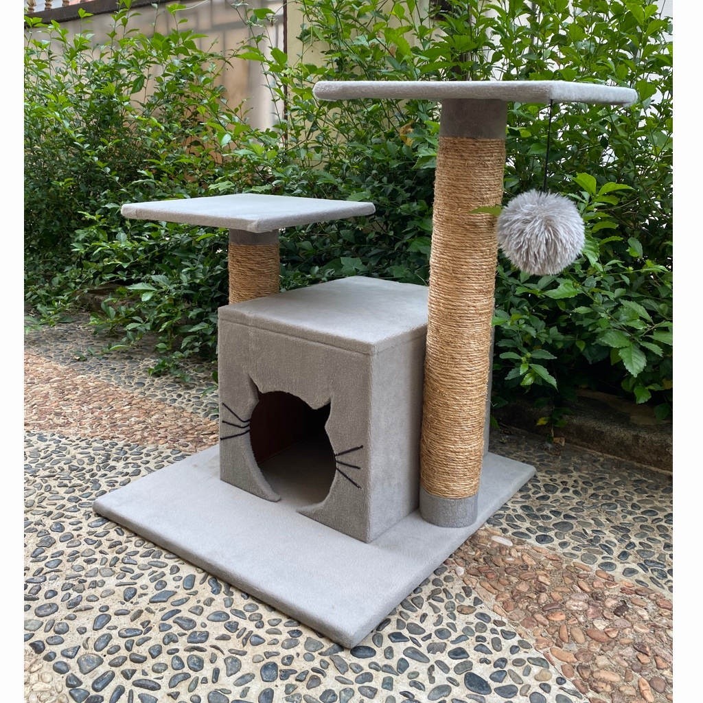 Cat CONDO CAT Scratching Tree Stratcher Tree ของเล่นกรง House House House อุปกรณ์เสริม Scratching Pa