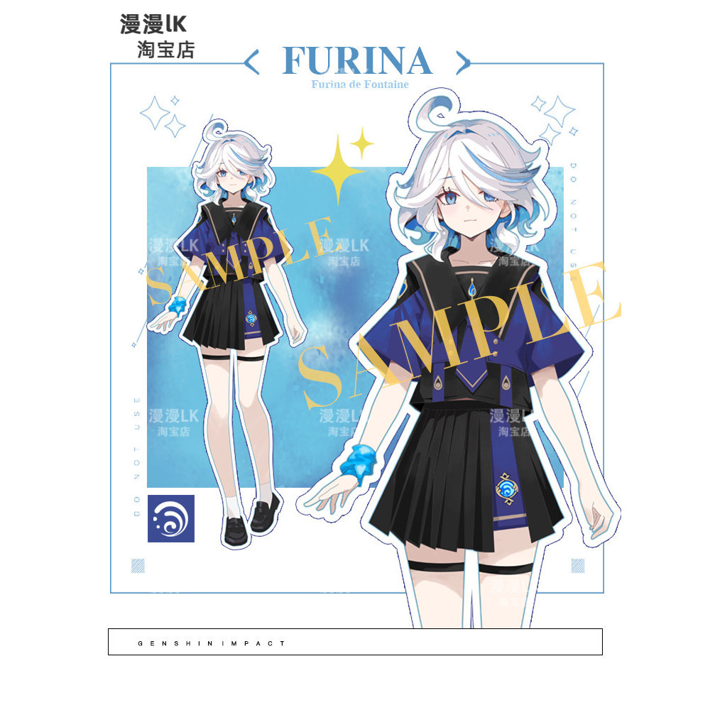 Furina คอสเพลย ์ เกม Genshin Impact Furina แขนสั ้ น Furina ชุดกะลาสี