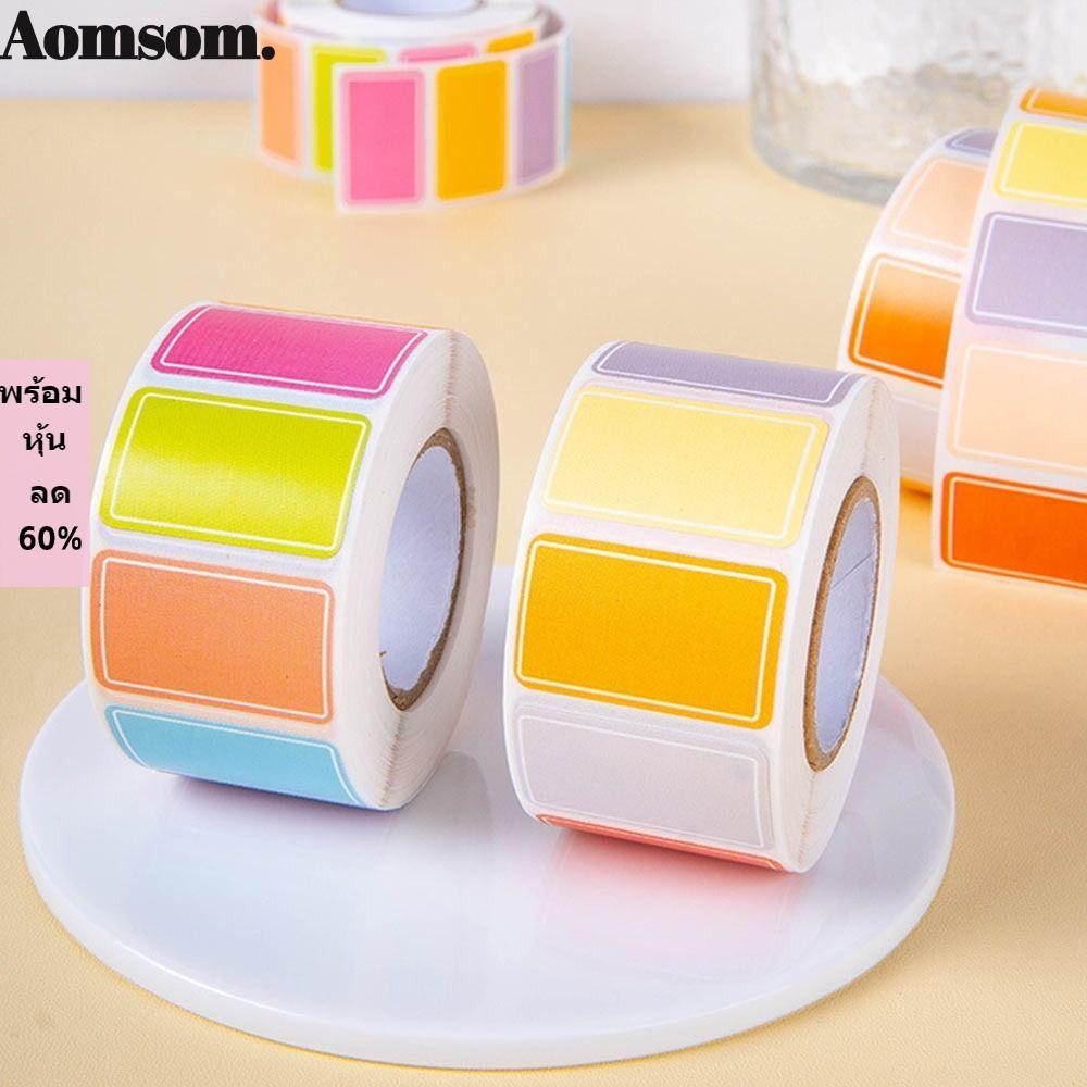 Aomsom 500 ชิ้น/ม้วนชื่อสติกเกอร์,สติกเกอร์ฉลากกันน้ําแบบมีกาวในตัว,อุปกรณ์เครื่องเขียนเปล่าสติกเกอร์แท็ก