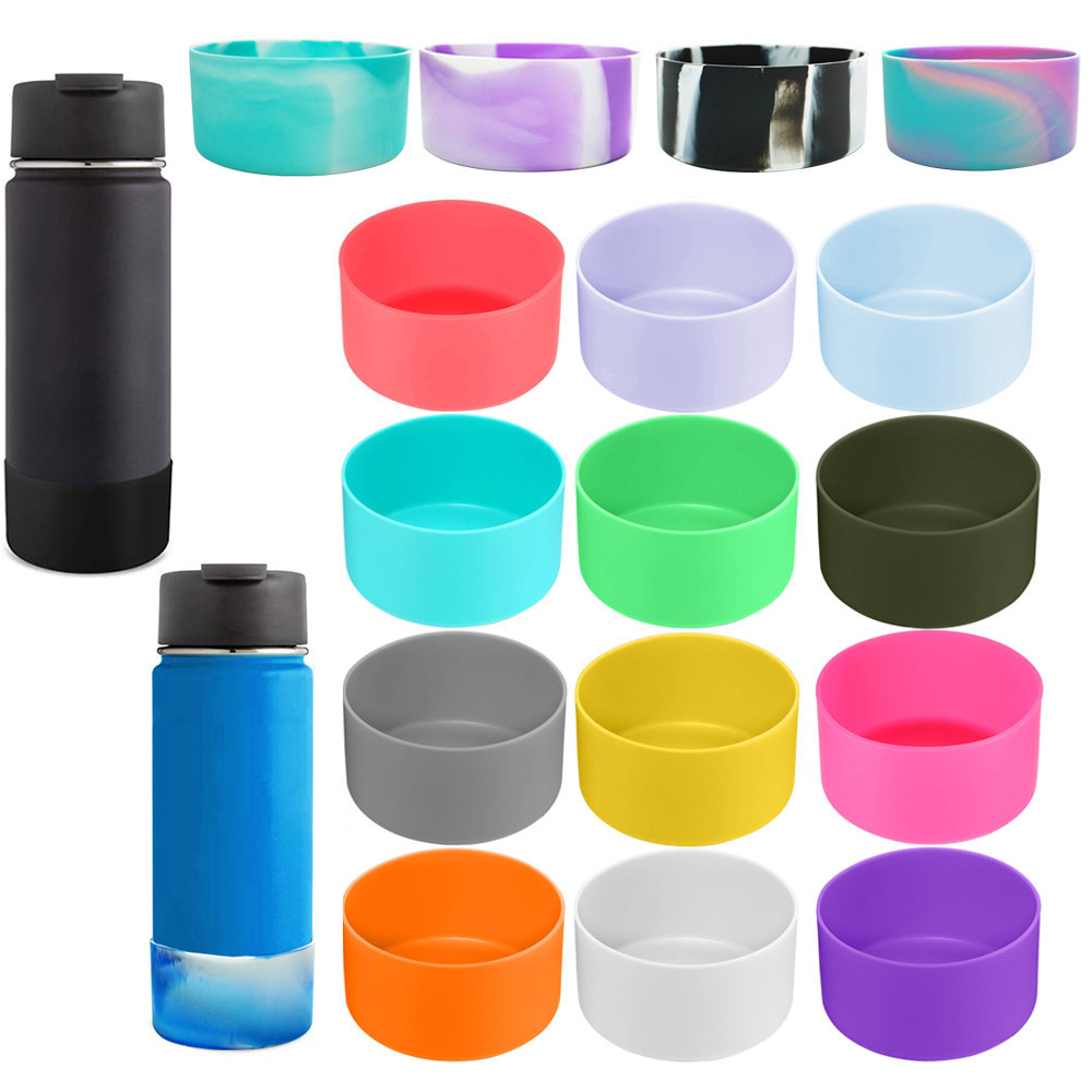 12 14 16 18 20 22 24 32 40 64OZ ป้องกันซิลิโคน Boot Fit Hydro_Flask ขวดน้ําปากกว้าง, BPA ฟรีฝาครอบแขนด้านล่างกันลื่น