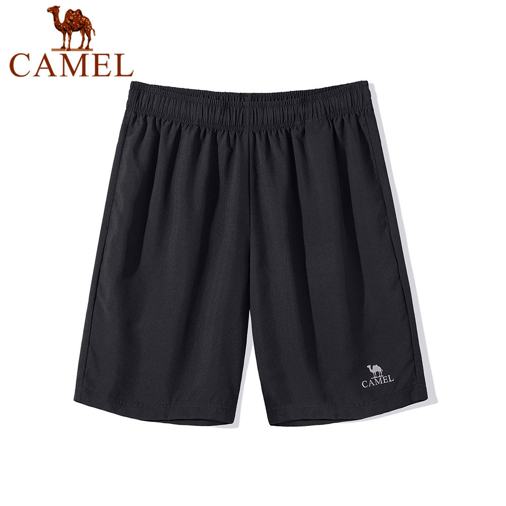 อูฐสําหรับผู้ชายและผู้หญิงคู่กางเกงขาสั้นแห้งเร็วแสงระบายอากาศหลวมตรงขากลางแจ้งสบายๆไตรมาสกางเกงกางเกงสีดําฤดูร้อน