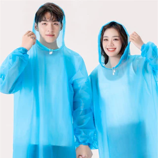 เสื้อกันฝนแบบชิ้นเดียวโปร่งใส Eva กันน้ำ น้ำหนักเบา มีฮู้ด เสื้อคลุมกันฝนหนาสำหรับกิจกรรมกลางแจ้ง พกพาสะดวก 🎇