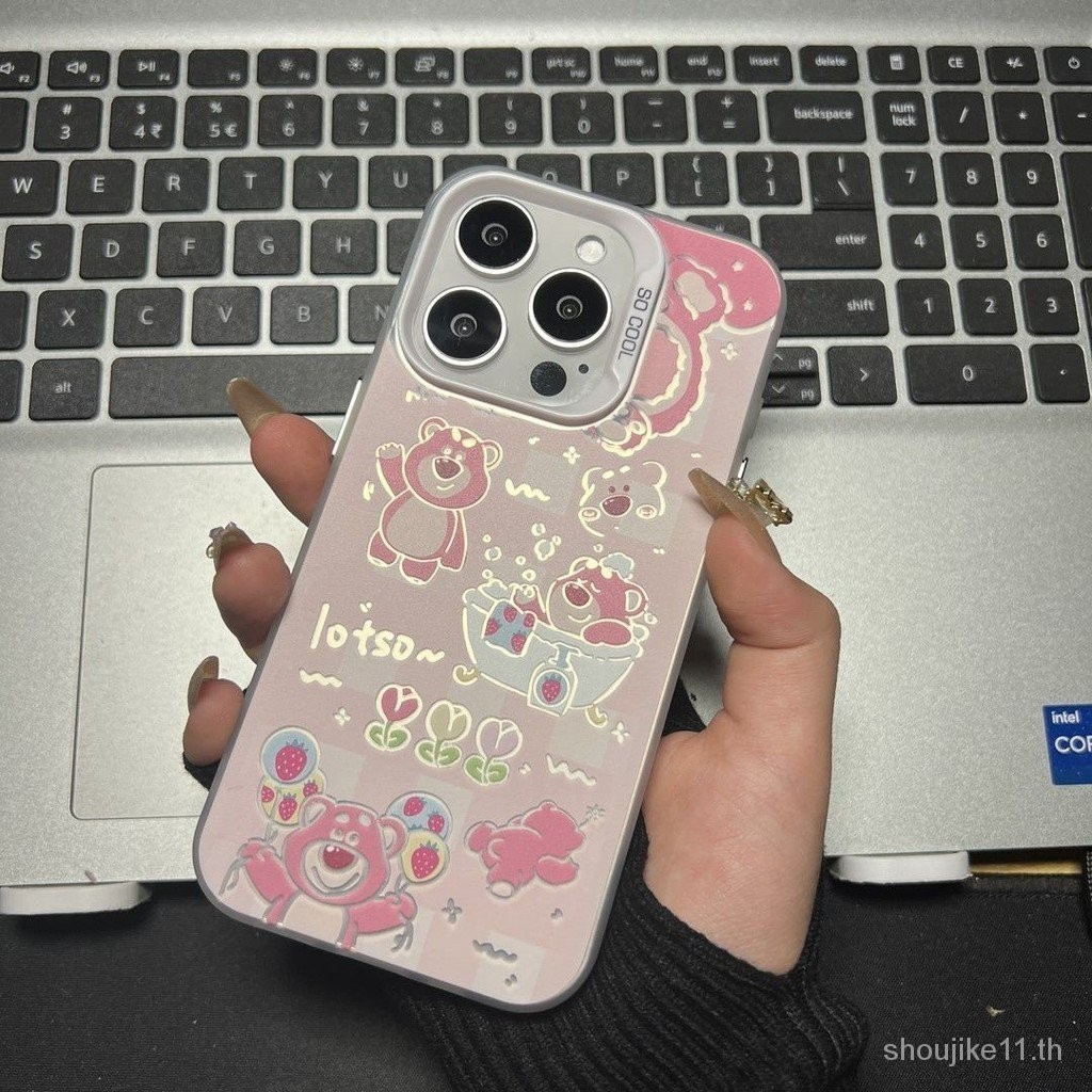 หมีสตรอเบอร ์ รี ่ เหมาะสําหรับ iPhone 15/14/13 เคสโทรศัพท ์ iPhone12/11Promax7/8plus 7FHQ