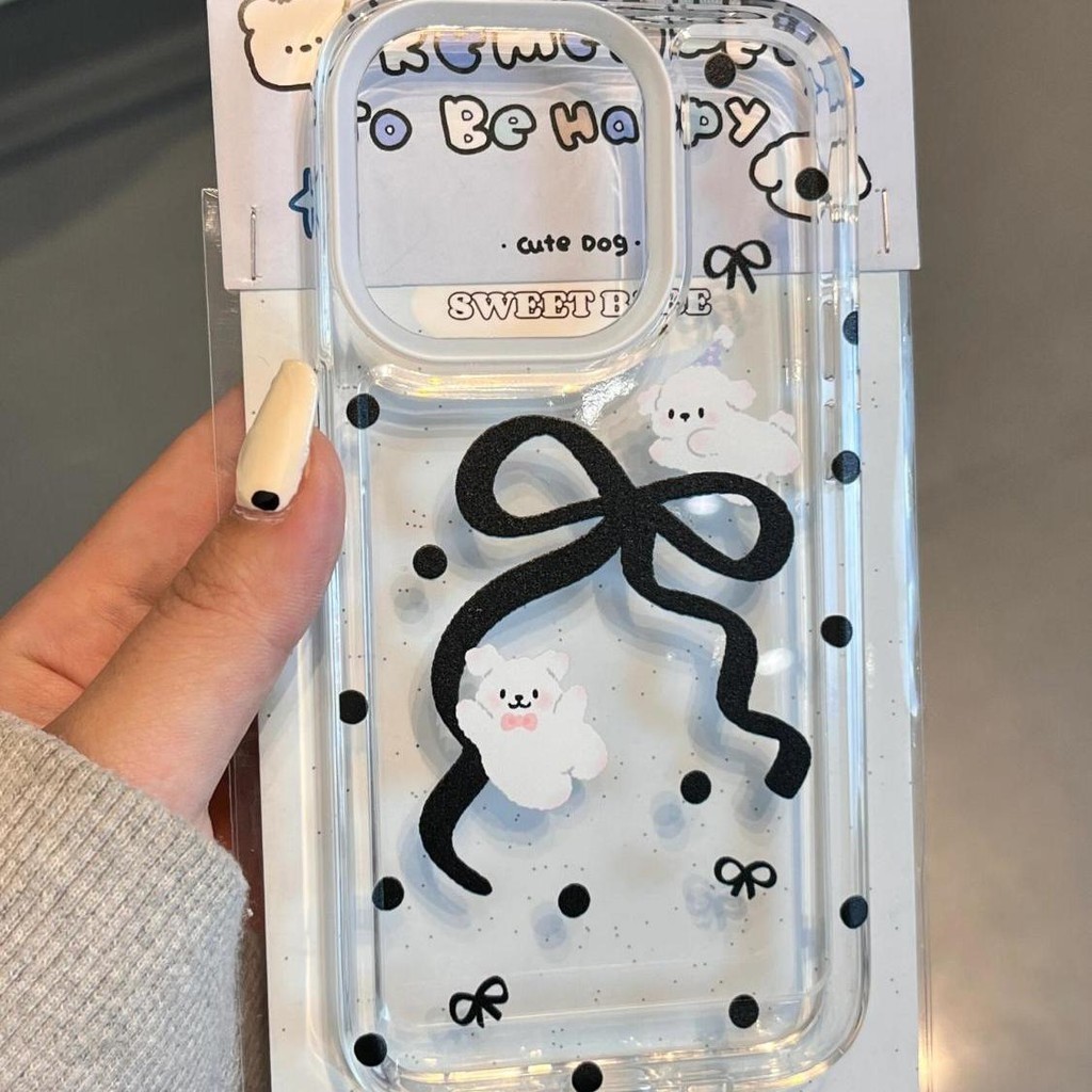Happy Puppy Pattern เคสโทรศัพท ์ ซิลิโคนใสเหมาะสําหรับ iPhone x/xs/xr/xsmax/7/8plus/11Promax/12/13/14Promax/15 เคสป ้ องกันแบบรวมทุกอย ่ างกันกระแทก