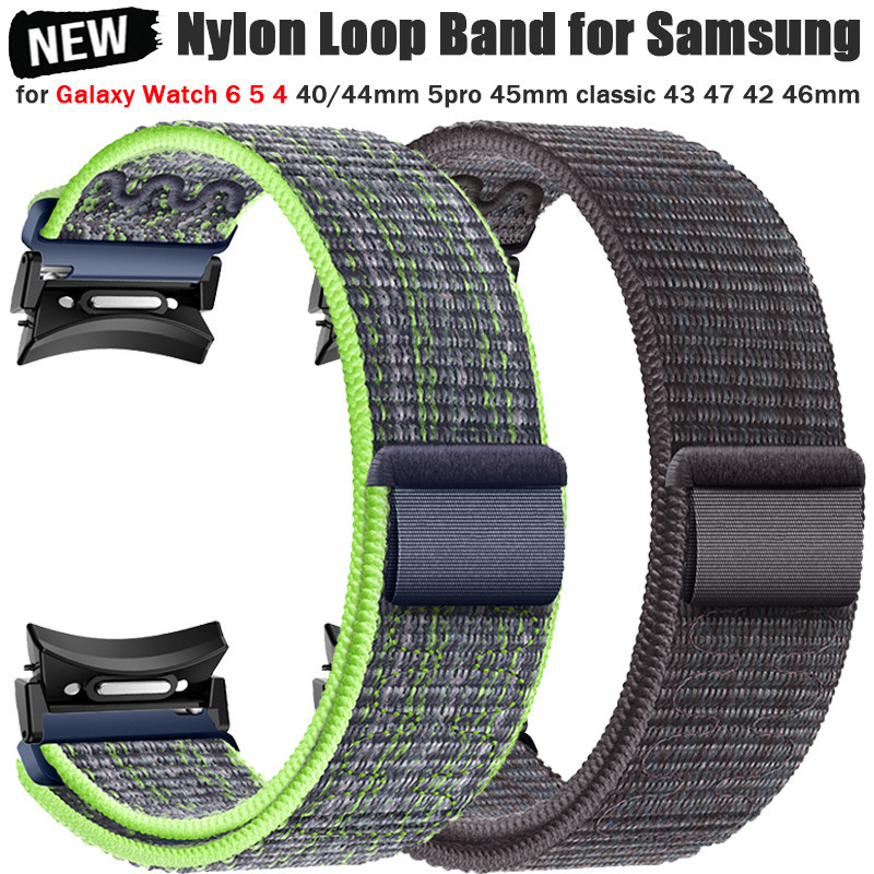 สายรัดไนลอนสําหรับ Samsung Galaxy Watch 6 5 4 40 มม.44 มม.Galaxy Watch 6classic 43 มม.47 มม.5Pro 45 มม.นาฬิกา 4Classi 42 มม.46 มม.