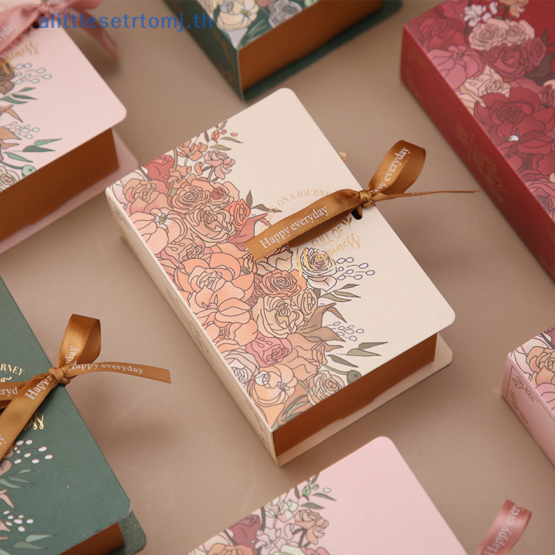 Alittlese 5 ชิ้นหนังสือรูปร่างกล่องของขวัญ Ith Ribbon Paperboard Candy ช็อกโกแลตปัจจุบันกล่องบรรจุภัณฑ์สําหรับงานแต่งงานวันเกิดวันแม่ TH