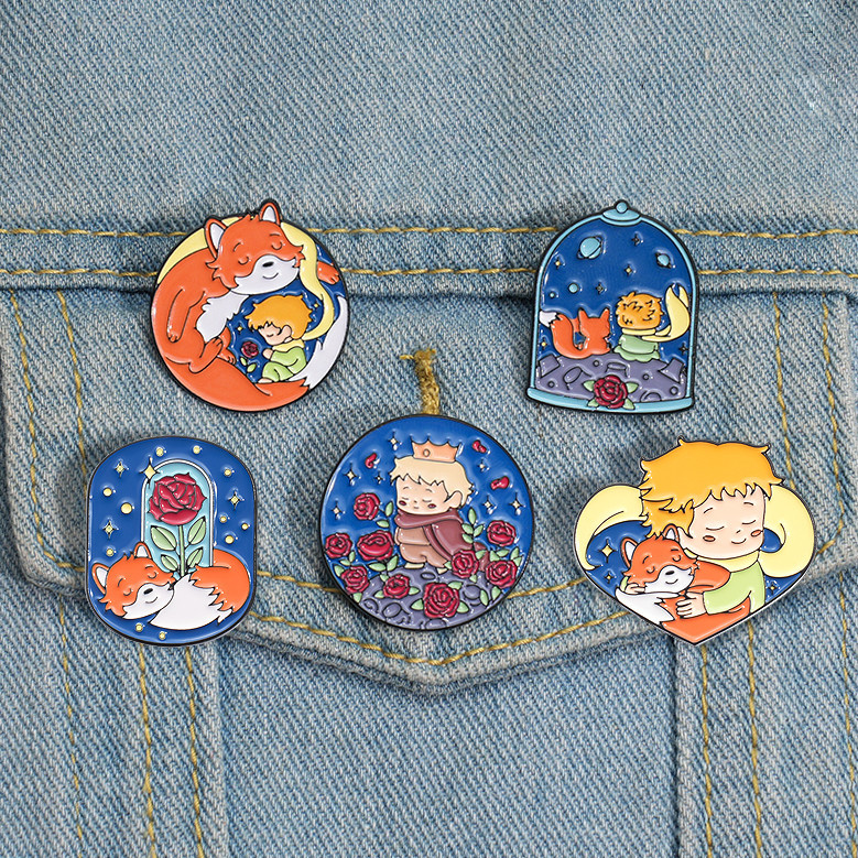 Fairy Tale Little Prince Series เข็มกลัด Fox และ Little Prince การ์ตูนป้ายโลหะ Rose แฟชั่น Pin เครื่องประดับเด็กของขวัญ