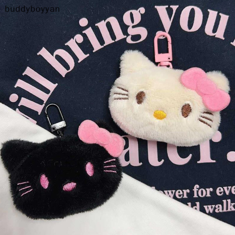 Bbth การ์ตูน Sanrio สีดํา Beige Hello Kitty ตุ๊กตาพวงกุญแจ Charm น่ารัก Kitty Cat กระเป๋าเป้สะพายหลังตุ๊กตาจี้อุปกรณ์เสริมสาวหัวใจของขวัญ Vary
