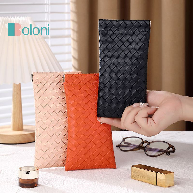 [Boloni] 1 ชิ้นทอแว่นตากระเป๋าแว่นตากันแดดกล่องแบบพกพากันน้ําแว่นตากระเป๋าหนัง PU ป้องกันกระเป๋าเก็บใหม่