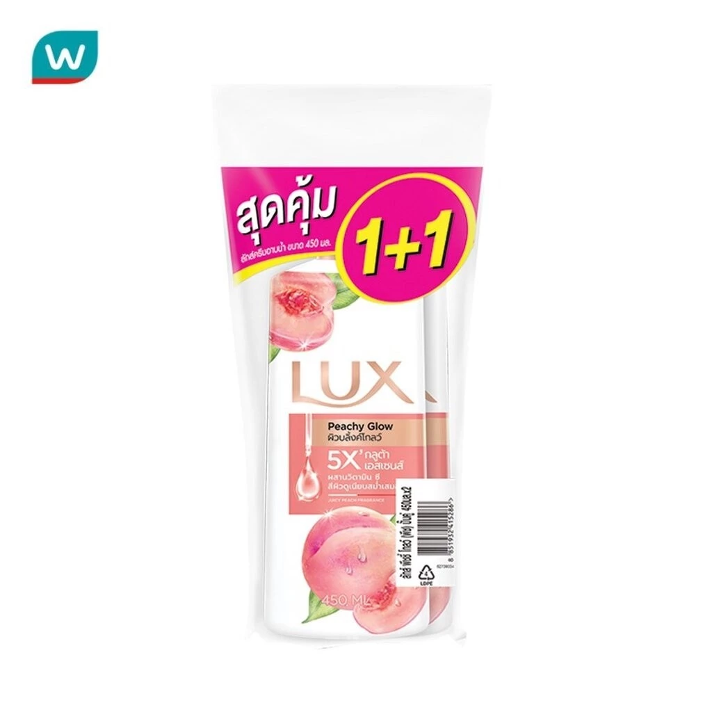 Lux ลักส์ ครีมอาบน้ำ พีชชี่ โกลว์ 450 มล. แพ็คคู่