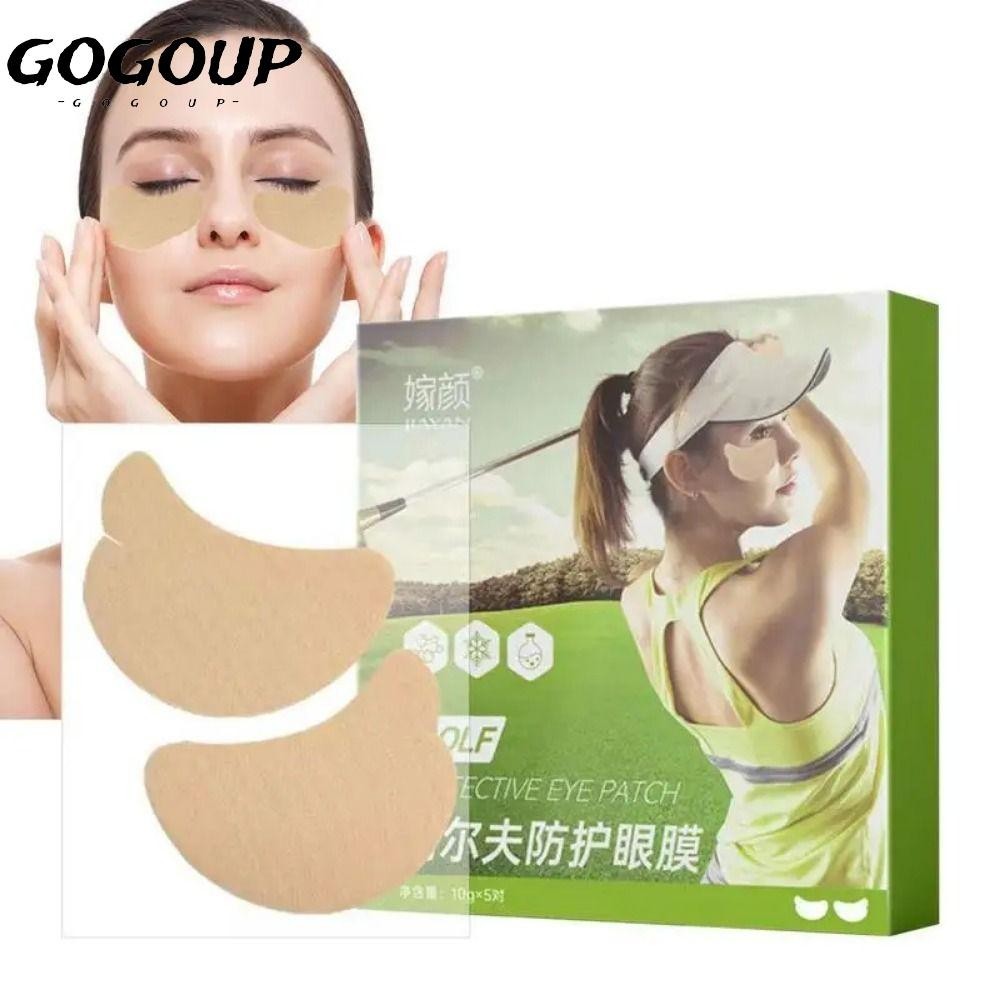 Gogoup แผ่นแปะกันแดด 5 คู่, เจลกันแดดกอล์ฟ UV Face Patch, ป้องกันเหงื่อ Fresh Jelly Moisturing UV Eye สติกเกอร์ตากิจกรรมกลางแจ้ง