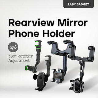 Rearview Mirror In-Car Rear View Mirror Mount GPS DVR Phone Holder | 360 Degree Rotated | Strong Grip | Durable