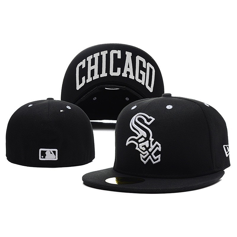 MLB Chicago สีขาว Sox Unisex ผู้ชายผู้หญิง 59FIFTY ติดตั้ง SnapBack แบน Brim หมวกปิด Full Fit หมวกหม