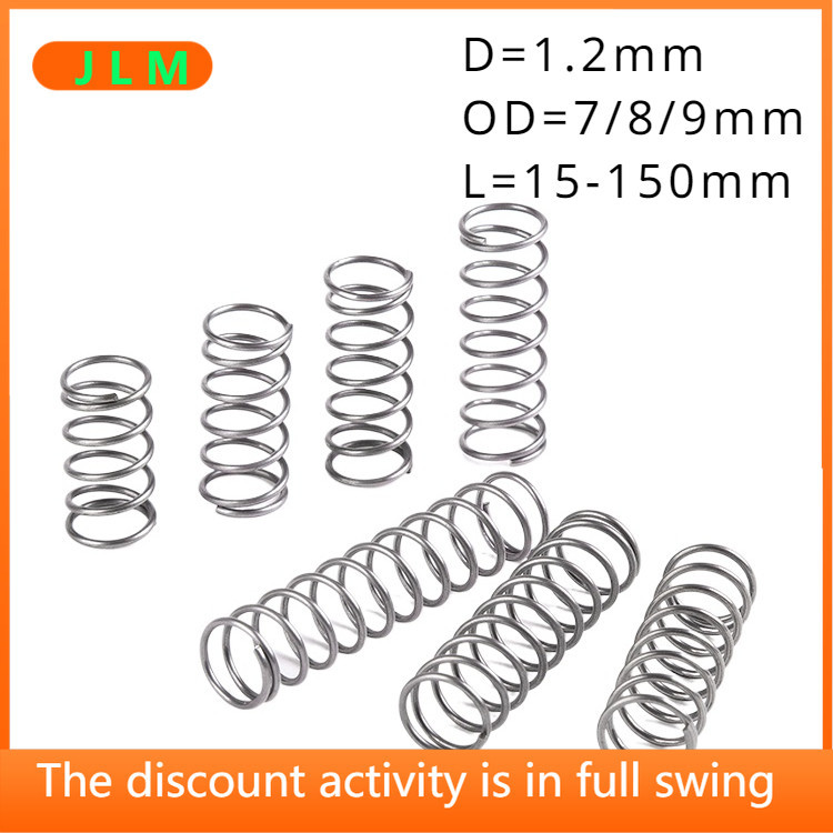 (JLMQ1🌹 สแตนเลสd1.2mm SUS304 เส ้ นผ ่ านศูนย ์ กลางภายนอก 7-8-9 มม.ความยาว 15-150 มม.สปริงแรงดัน