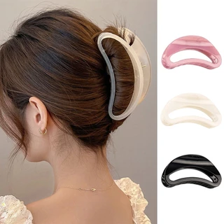 เกาหลีเยลลี ่ สีขนาดใหญ ่ Crescent กลับช ้ อนกระทะผม Shark คลิปเครื ่ องประดับผมสาว