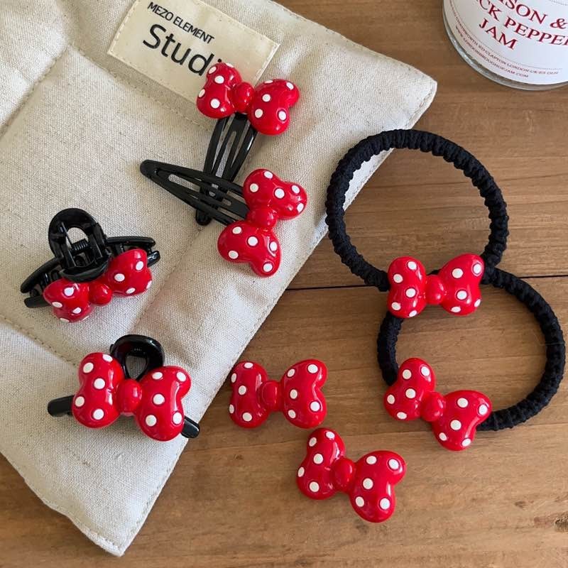 พร้อมส่ง ราคา/ชิ้น B032 กิ๊บติดผมโบว์ลายจุด กิ๊บติดผม เครื่องประดับผม