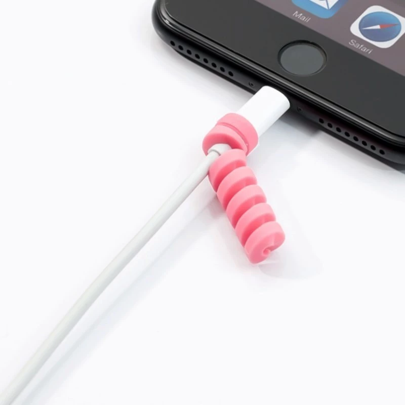2 ชิ ้ นสายเกลียวสําหรับ Iphone Android Type C โทรศัพท ์ สายชาร ์ จ USB ฝาครอบ thumbnail 5