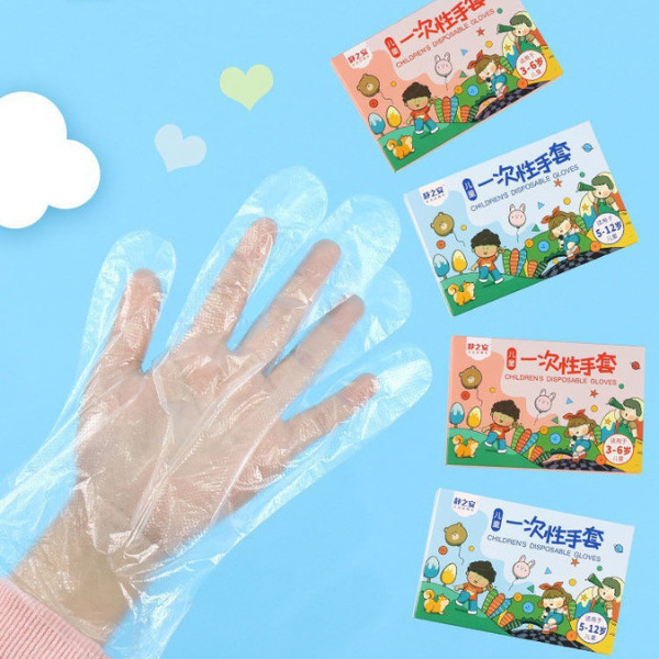 HappyThai ถุงมือพลาสติก แบบใช้แล้วทิ้งสําหรับเด็ก 200ชิ้น/กล่อง ถุงมืออเนกประสงค์