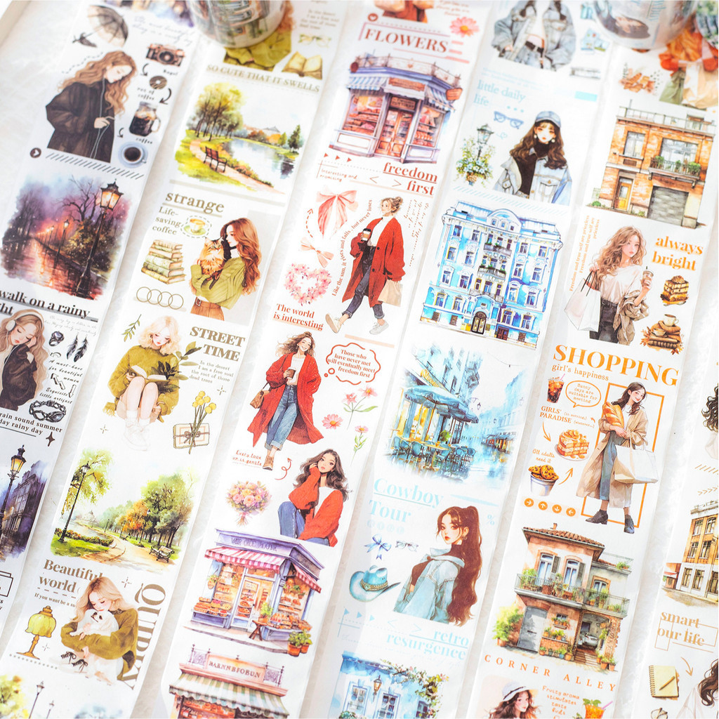 Journamm 50mm *2m Washi กระดาษเทปสาวตกแต ่ ง Junk Journal DIY Scrapbooking อุปกรณ ์ โรงเรียน Collage เครื ่ องเขียนเทป