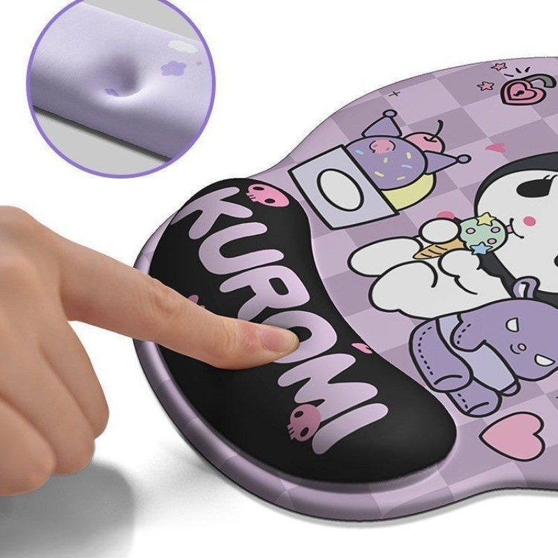 Sanrio Hello Kitty แผ่นรองเมาส์ข้อมือการ์ตูนน่ารัก Kuromi My Melody Cinnamoroll แผ่นรองเมาส์ข้อมือโต๊ะสํานักงานสร้างสรรค์แผ่นรองเมาส์กันลื่น