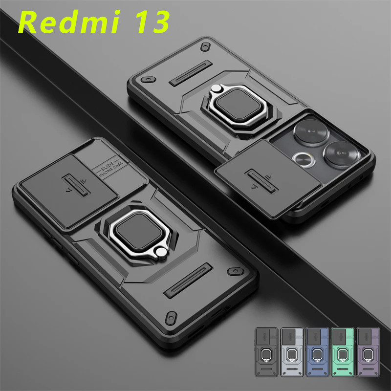 เกราะกันกระแทกปลอกแข็งสําหรับredmi 13 หมายเหตุ 13R 13C 4G 5G 2024 เคสโทรศัพท์สไลด์กล้องเลนส์ป้องกันแ