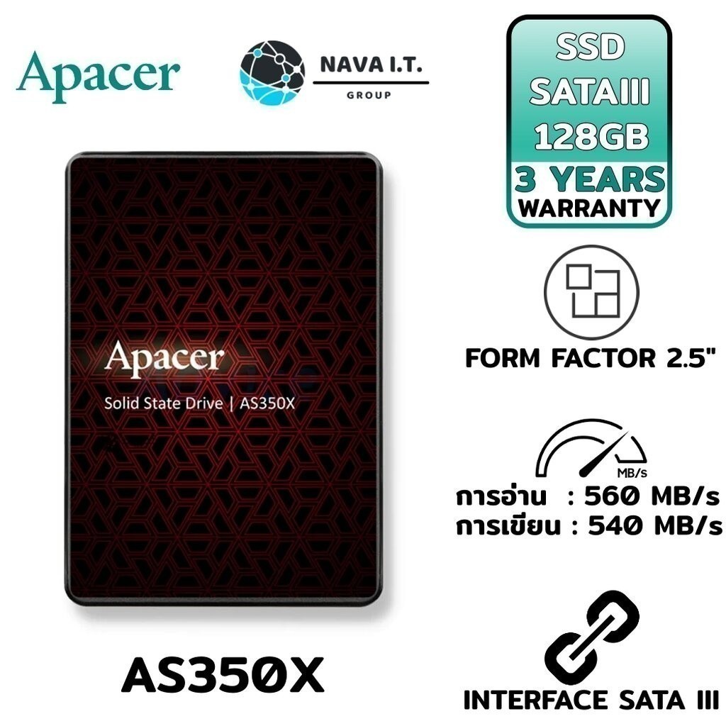 กรุงเทพฯด่วน1ชั่วโมง APACER AS350X 128GB AS350X128 SSD SATA III รับประกัน 3 ปี