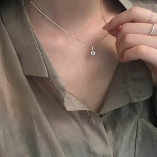 สแตนเลส ไม่ลอกไม่ดำ พร้อมส่ง สร้อยคอ ประดับเพชร ไม่โป๊ะ เรียบง่าย สําหรับ ใส่ออกงาน ST21