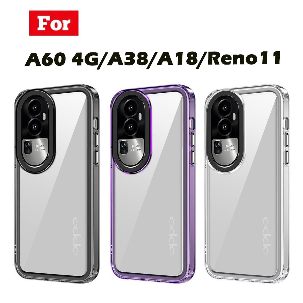 เคส PC แข็ง แบบใส ป้องกันกล้อง กันกระแทก สําหรับ OPPO A60 4G A 60 A38 A18 Reno11 Reno 11 เคสโทรศัพท์มือถือ