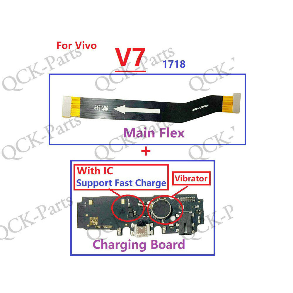 เมนบอร์ดหลัก Flex สําหรับ Vivo V7 1718 พร้อม IC Micro USB Charger Connector Flex สายไมโครโฟน USB ชาร์จ Dock PCB Board พร้อม Vibrator Flex สาย - รูปที่ 5