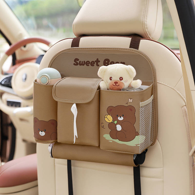 Car Seat Back Storage Bag Multifunctional Cute Car Seat Back Seat Hanging Storage Bag Trash Can Hanging Bag for Vehicle dVQp