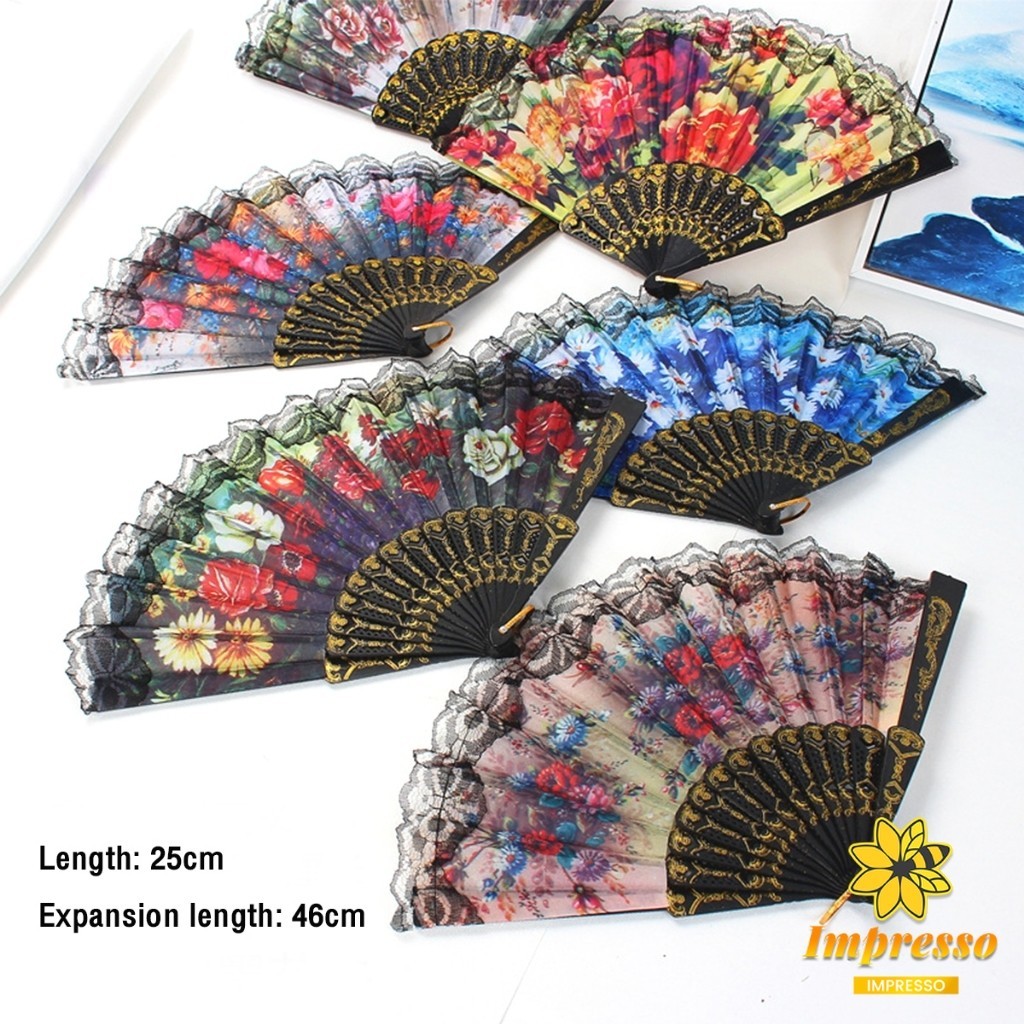 พัดจีนพัดสไตล์วินเทจ พัดแต่งขอบลูกไม้สีดำ Lace fan (ส่งจากไทย) (เก็บเงินปลายทางได้) ราคา ถูกที่สุด ดีลบีเคเค แกลเลอรีภาพที่ 8