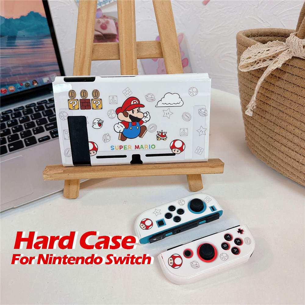 เข้ากันได้กับ Nintendo Switch V1 / V2 / OLED น่ารัก Mario Hard Case อุปกรณ์เสริมสวิทช์เกมคอนโซล Handle Protector PC Hard Cover Gaming & คอนโซล
