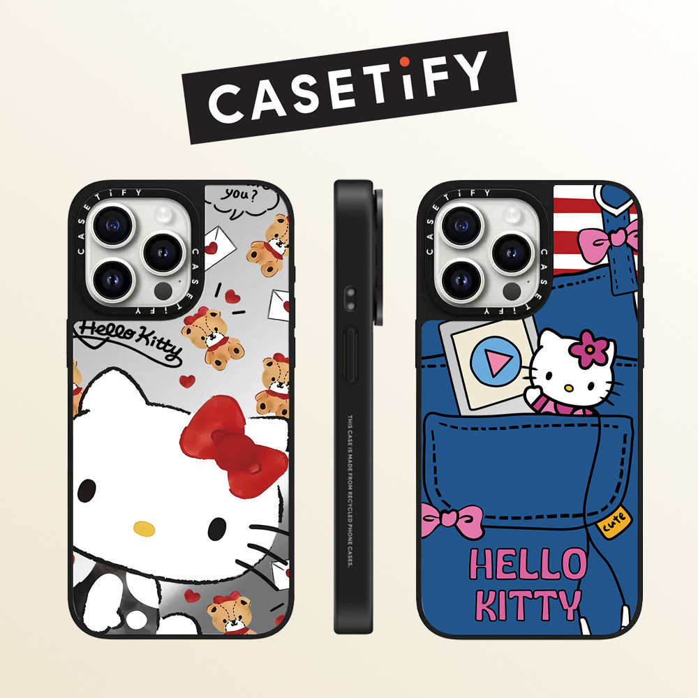 Drop proof CASETIFY เคสโทรศัพท์สําหรับ iPhone 15 plus 15Pro 15promax 14pro 14promax 13promax พิมพ์ด้านข้างเคสแข็งคิตตี้น่ารัก 12 12promax กรณี iPhone 11 กรณีคุณภาพสูง